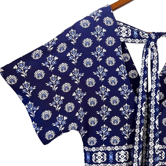 Garnet Hill Navy Blue Floral Print Maxi Dress Size 6 - Picture 10 of 16